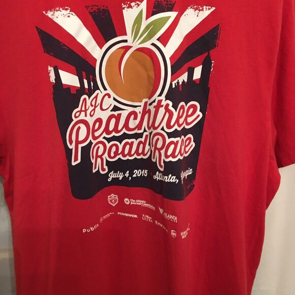2015 AJC Peachtree Road Race Participant T Shirt  -Mizuno  Large Red - Picture 3 of 5